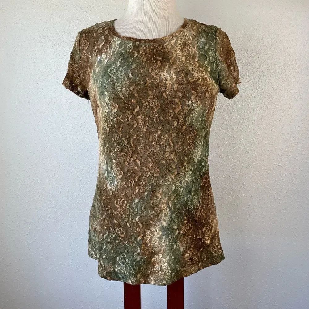 Alfani Short Sleeve Blouse Top Size S EUC